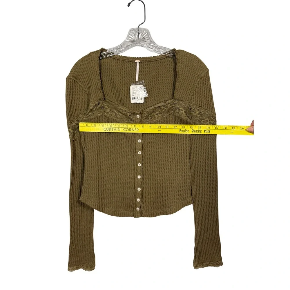 NWT Free People Let's Party Cardi, Gothic Olive, Fitted Cardigan, Lace, Size XS